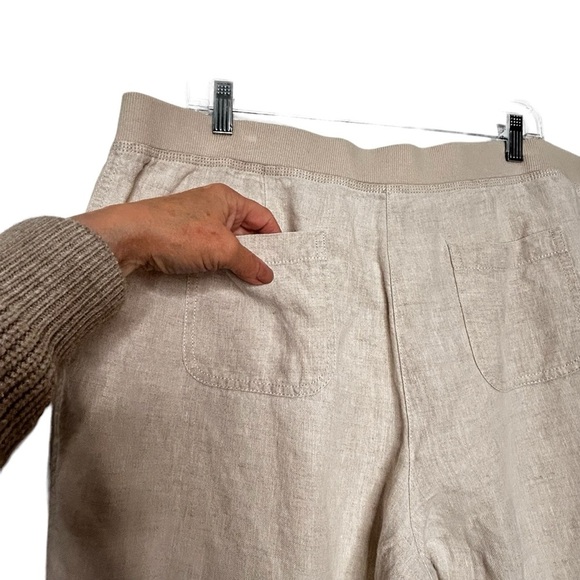 J. Jill Oatmeal Color Linen Cropped Elastic Waist Pull-On Pants Sz 16P - Picture 7 of 10